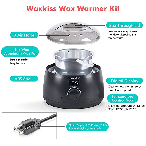 Waxkiss Digital Wax Warmer with See-Through Lid & 14oz Pot - Black