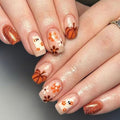 Halloween Press On Nails Short Square Fake Nails with Ghost Pumpkin Glitter Design - 24 Pack, Variation 26