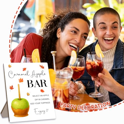 White Caramel Apples Recipe Sign - Rustic Wooden Tabletop Menu Board, 8x10