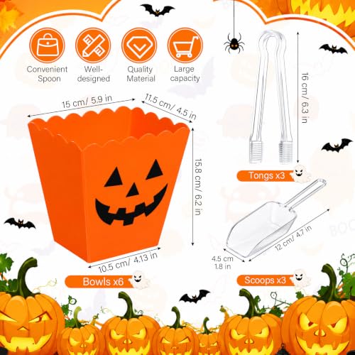 Halloween Candy Bar Containers with Tongs & Scoops - Spooky Pumpkin Variation