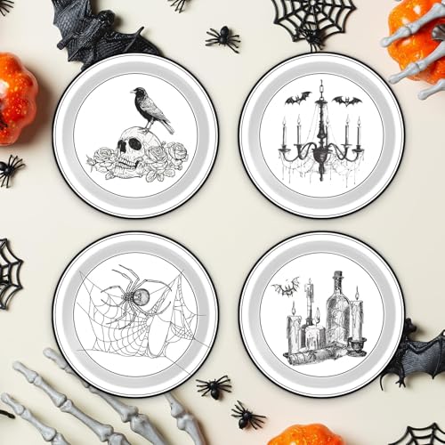 60pcs Halloween Gothic Paper Disposable Plates 9 Inch Spooky Party Tableware