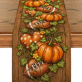 Autumn Pumpkin Heart Wood Table Runner for Kitchen Dining - 13x72 Inch