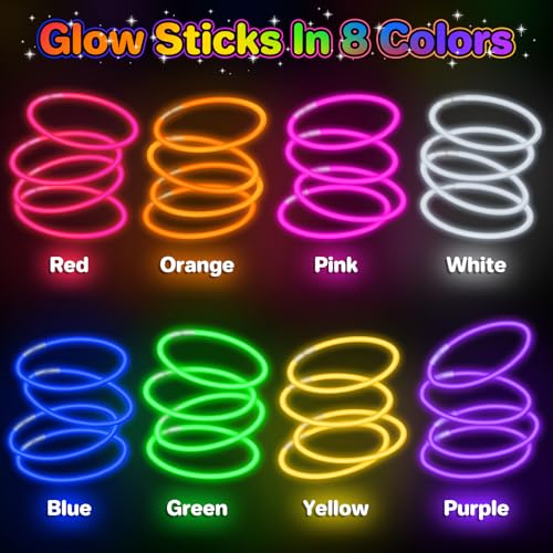 600 Pack Glow Sticks Bracelets for Kids Party Favors, Neon Glow in The Dark Party Supplies
