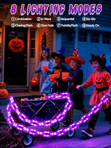 Purple Solar Halloween String Lights - 10 FT 160 LED 8 Modes Waterproof