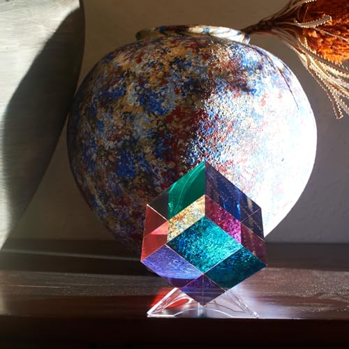 CMY Color Cube with Stand - 50mm Acrylic Optical Prism for Visual Art & Photography