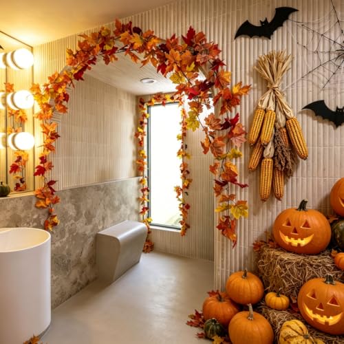 14 Pack Fall Leaf Garland - 82.6Ft Autumn Maple Leaves for Thanksgiving & Home Decor