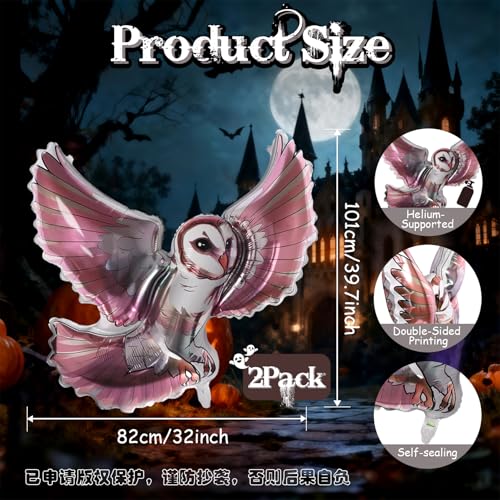 2Pcs Magical Owl Balloons - 40 Inch Halloween & Birthday Party Decorations