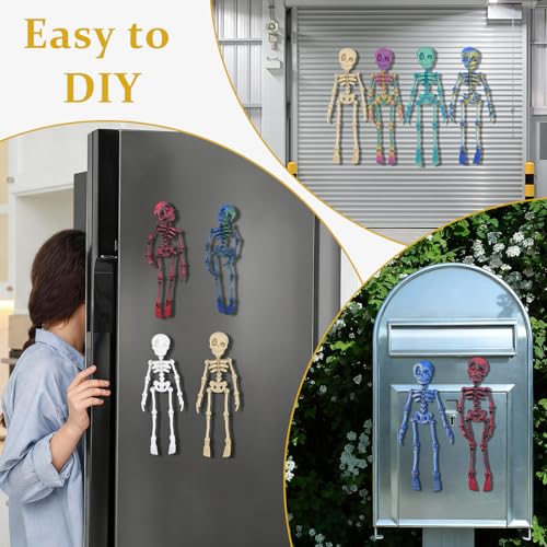 15-Pack Poseable Skeleton Magnets for Fridge and Locker | Glow in Dark & Articulated Halloween Decor