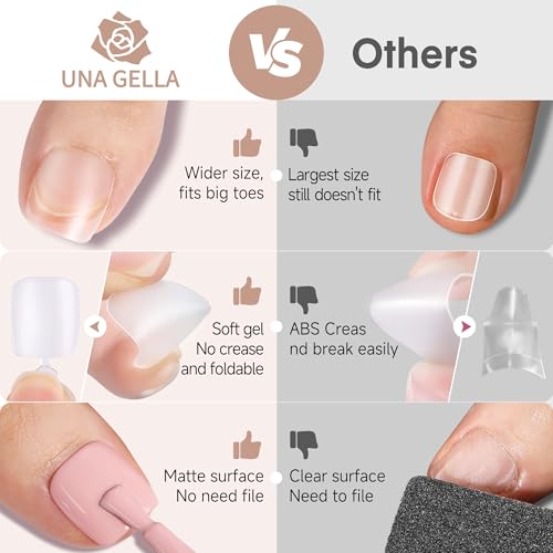 UNA GELLA Squoval Toe Nail Tips Full Cover Set 216Pcs - Double Matte Finish