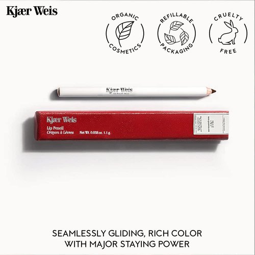 Kjaer Weis Lip Pencil. Dark Brown Lip Liner Pencil with Soft Matte Finish and Creamy Texture for Long Lasting, Smudge-Proof Wear. Cruelty Free Clean Makeup (Deep Iconic)