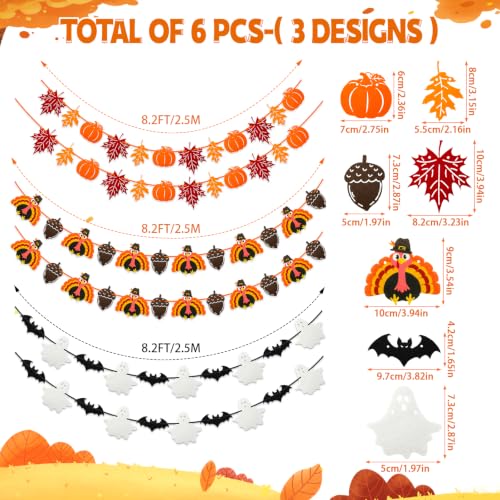 Fall Halloween Thanksgiving Garlands Set 6 Pcs Home Holiday Decorations