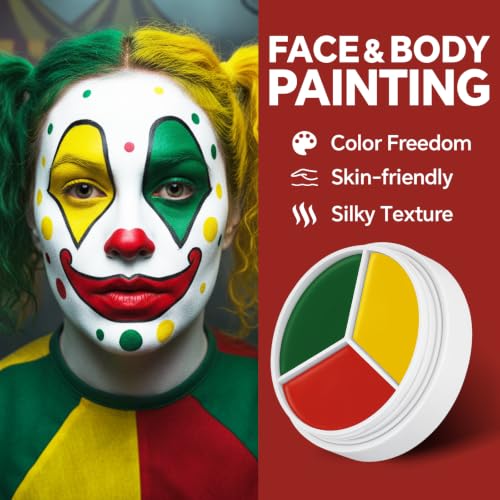Face & Body Paint Kit 3 Colors with Sponges & Brushes - Set 06