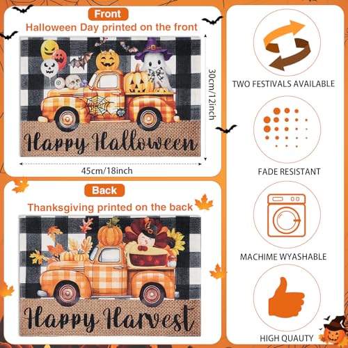 Vesici 4-Piece Double-Sided Halloween & Thanksgiving Placemats - Truck Variation