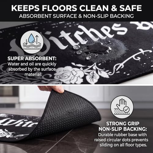 Halloween Witchy Floor Rugs Set - Gothic Kitchen Mats for Seasonal Decor