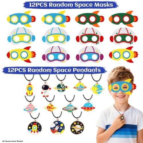 Space Party Favors Set with Masks, Stickers, Toys & Decorations - 254 Pieces