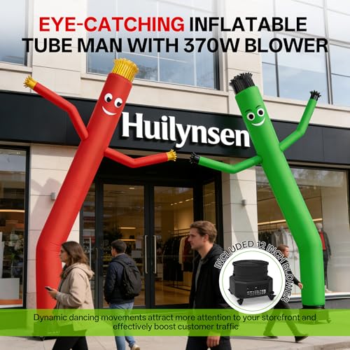 10 ft Inflatable Tube Man with Blower Fan - Wavy Wacky Tube for Outdoor Decoration - Green / 10ft