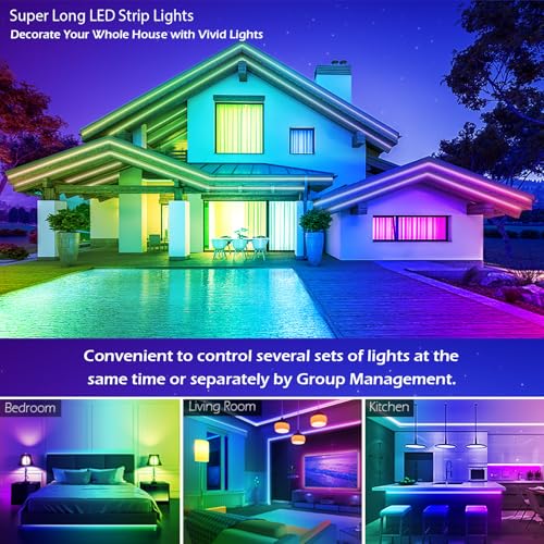 41FT RGB LED Strip Lights with Music Sync and App Control - Color Changing Rope Lights for Home & Party