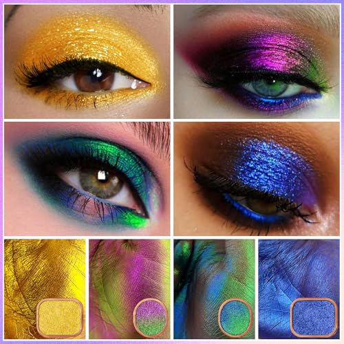 UCANBE Multichrome Chameleon Eyeshadow Palette - 4 Color Holographic Metallic Glitter