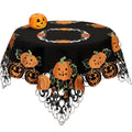 Halloween Embroidered Tablecloth for Dining Table - Black & Orange 86cm