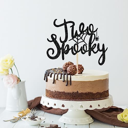 Halloween Birthday Cake Topper - Spooky Black Glitter Decoration for 6-10 Inch Cakes
