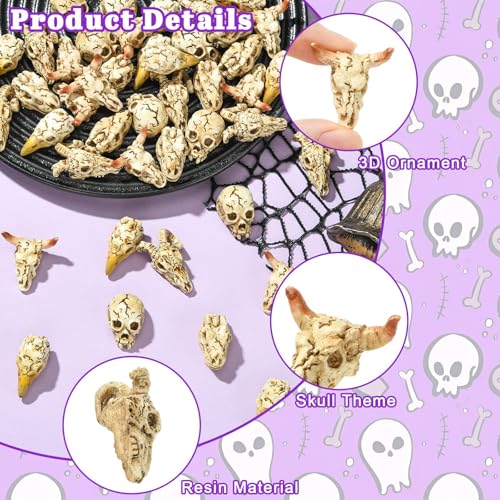 Resin Animal Skull Figurines Set - 50 Miniatures for Home & Office Decor