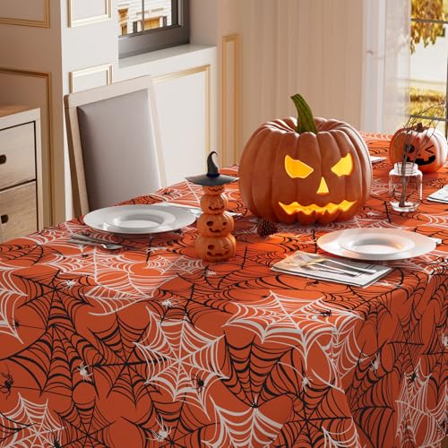 Halloween Spider Web Tablecloth 60x104 Inch Rectangle Decorations - Indoor Outdoor