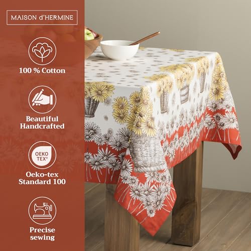 Maison d'Hermine 130 Bagatelle Tablecloth - 60 x 120 Inch Rectangular Cotton