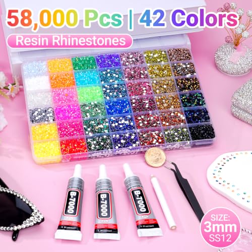 Multicolor Rhinestone Bedazzling Kit with 58,000 Gems & Jewelry Glue