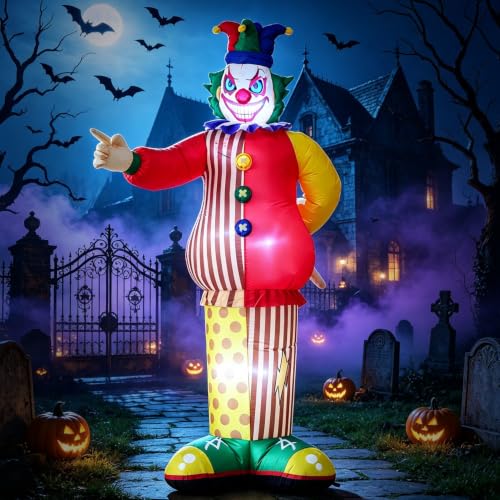 Halloween Inflatable Scary Clown with LED Lights - 6FT Outdoor Yard Decor - Variation of Clown