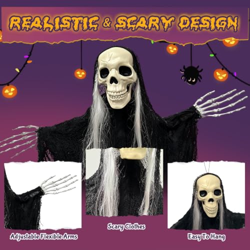 Halloween Hanging Skeleton Ghost Decorations Set - Spooky Outdoor Indoor Decor