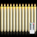 12 Pcs Ivory Flameless Taper Candles with Remote Timer & Dimmer - 9.6 Inch LED Battery Candlesticks for Wedding Home Christmas Decor - Variation: Ivory 12