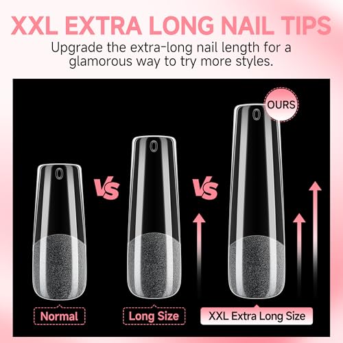 XXL Square Nail Tips Full Cover Pre-File Gel Extensions - A0 Variations