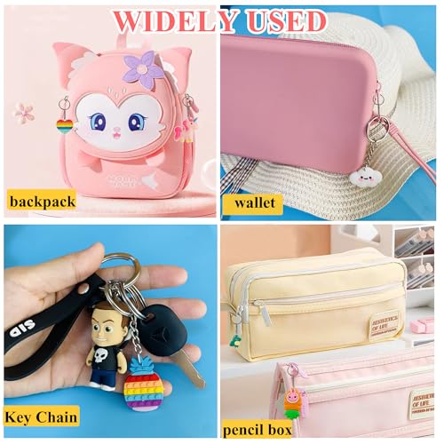 30 Pack Colorful PVC Keychains Bulk Set - Cute Bag & Backpack Charms for Gifts