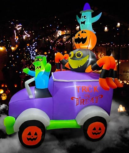 Halloween Inflatable Frankenstein Car Yard Decoration with Lights - 8Ft