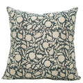24x24 Inch Handmade Block Print Cotton Linen Throw Pillow Cover - Dark Blue