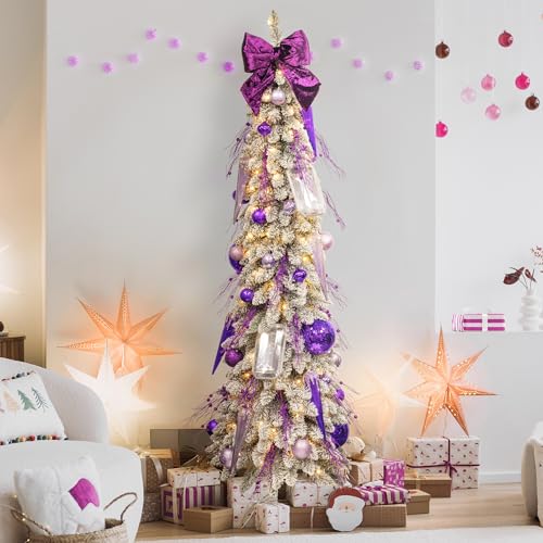 Purple Christmas Tree Ornaments 20pcs 3.15-Inch Holiday Decoration Balls with Hooks