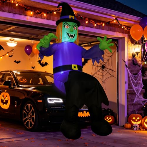 Onory 10FT Halloween Inflatable Witch with LED Lights Window Decoration - Witch Variation