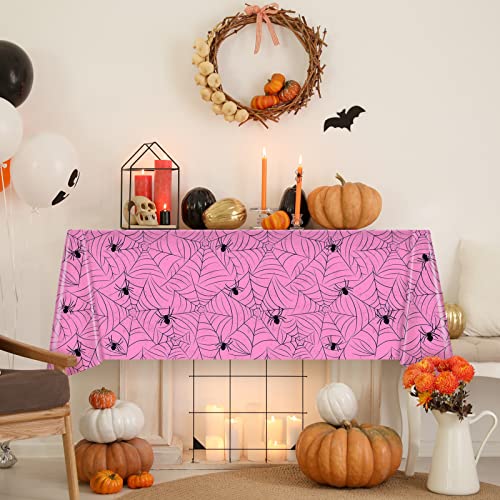 Pink Halloween Tablecloths 3 Pack Rectangular Party Decorations - Waterproof Plastic