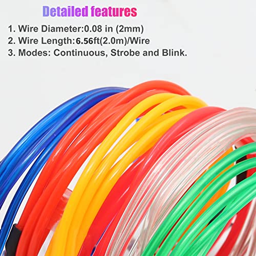 Blue 2M Neon EL Wire with Battery Controller - 3 Modes for Party & Decoration