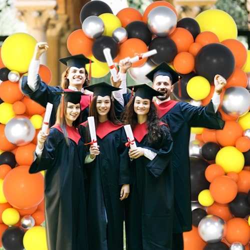 Construction Balloon Arch Kit - Orange Yellow Black Silver 122PCS Party Decorations