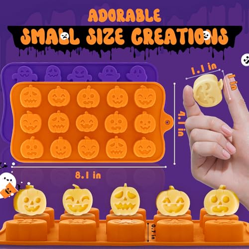 Halloween Pumpkin & Ghost Silicone Molds 2PCS - Food Grade, Oven Safe, Candy & Treat Making
