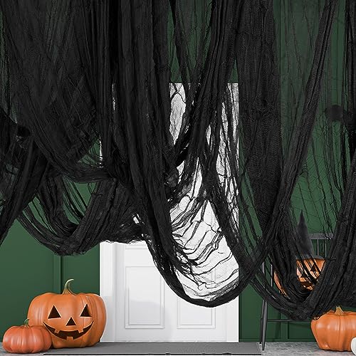 600 x 85 Inch Black Creepy Halloween Fabric - Spooky Haunted House Backdrop