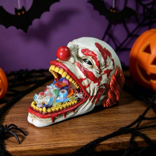 Halloween Candy Bowl Clown Decor - Motley Halloween Indoor Outdoor Resin Statue
