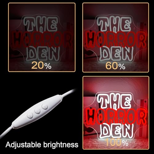 Horror Den Neon Sign - Scary Wall Light for Game Room & Halloween Decor - Variation of THIS listing