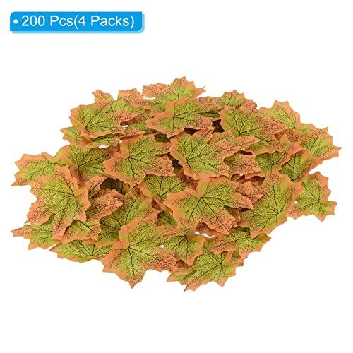 Artificial Maple Leaves Fall Foliage Decor 200 Pack for Weddings and Crafts