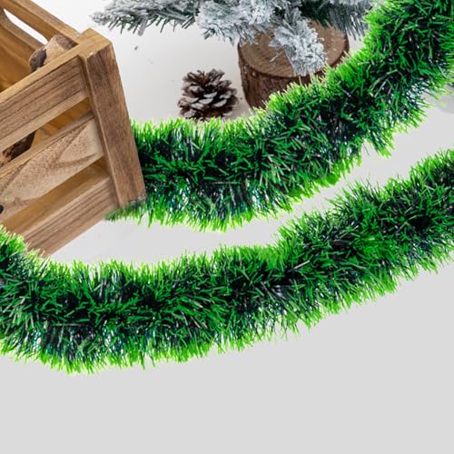 Green Christmas Tinsel Garland 50FT Artificial Pine Decor for Holiday & Party