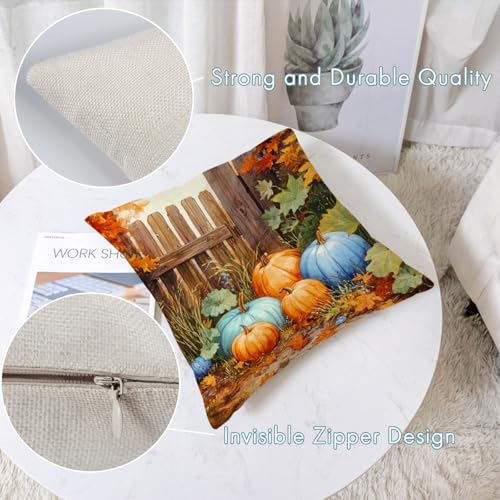 YeeJu Fall Throw Pillow Covers Set of 4 22x22 A-Fall 31 Pumpkin Leaves Sunflower