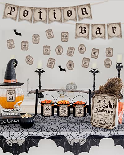 Halloween Potion Bar Decor Set - Spooky Witch Potion Labels & Banner