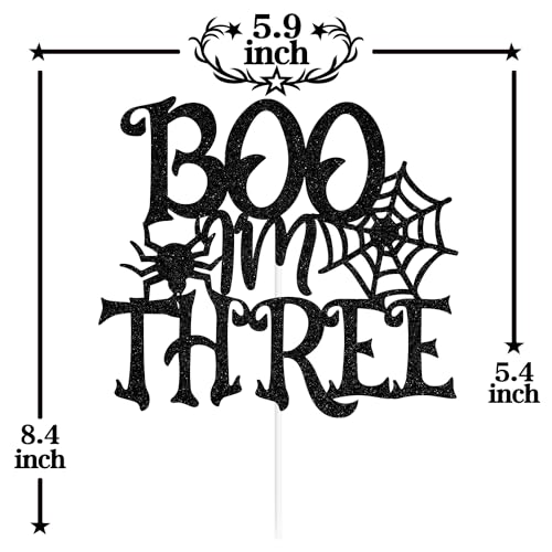Black Glitter Cake Topper - Happy 3rd Birthday Halloween Theme