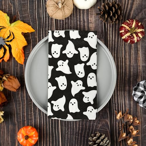 Halloween Ghost Paper Napkins Set - Disposable Party Hand Towels, 100 Pieces
